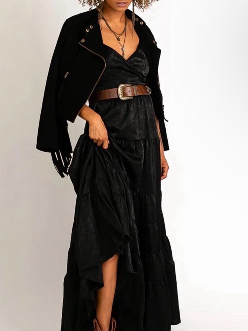 Joyfolie BEGONIA MAXI DRESS IN METALLIC BLACK - Picture 8 of 8